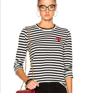 Comme Des garçons PLAY Stripe Cotton Tee shirt